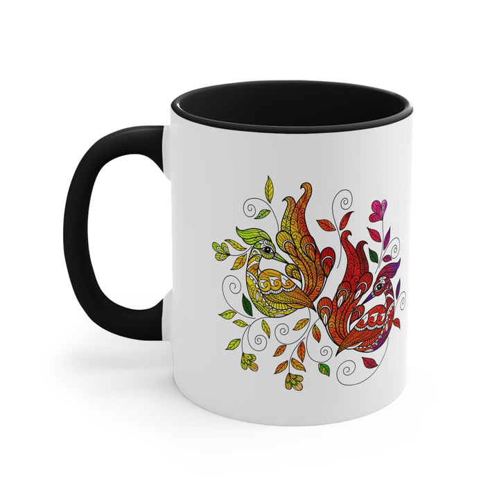 Accent Ceramic Mug 11oz i Shall Not Be Weary In Well Doing Wild Peacock Print