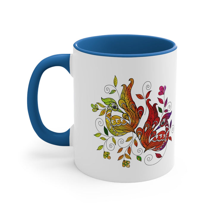 Accent Ceramic Mug 11oz i Shall Not Be Weary In Well Doing Wild Peacock Print