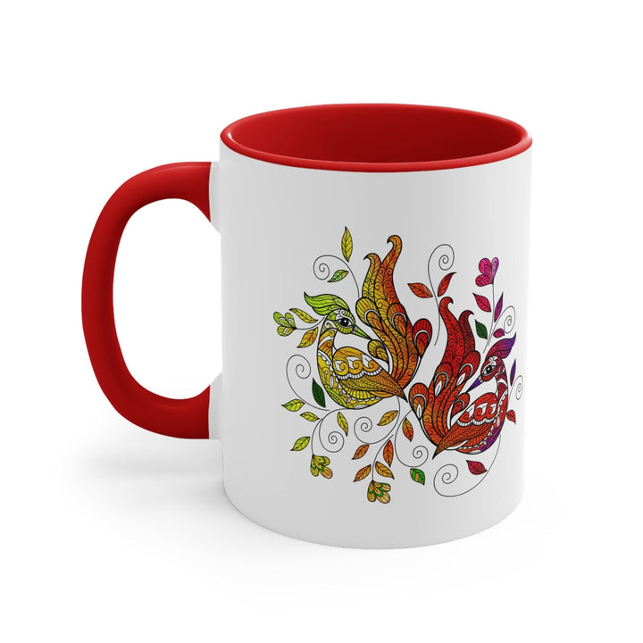 Accent Ceramic Mug 11oz i Shall Not Be Weary In Well Doing Wild Peacock Print