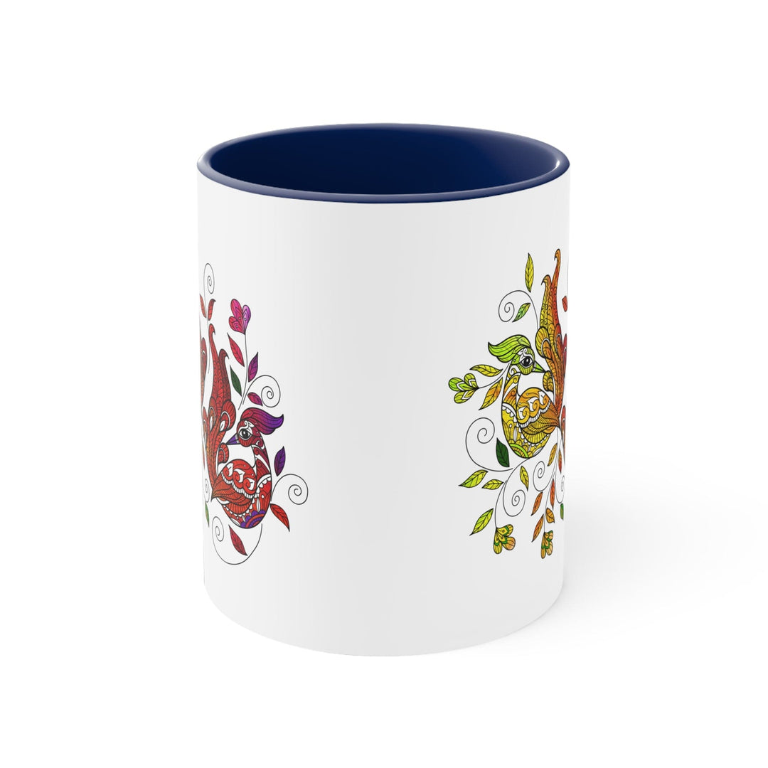 Accent Ceramic Mug 11oz i Shall Not Be Weary In Well Doing Wild Peacock Print