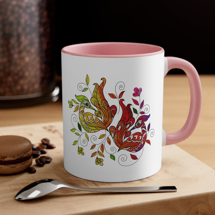 Accent Ceramic Mug 11oz i Shall Not Be Weary In Well Doing Wild Peacock Print