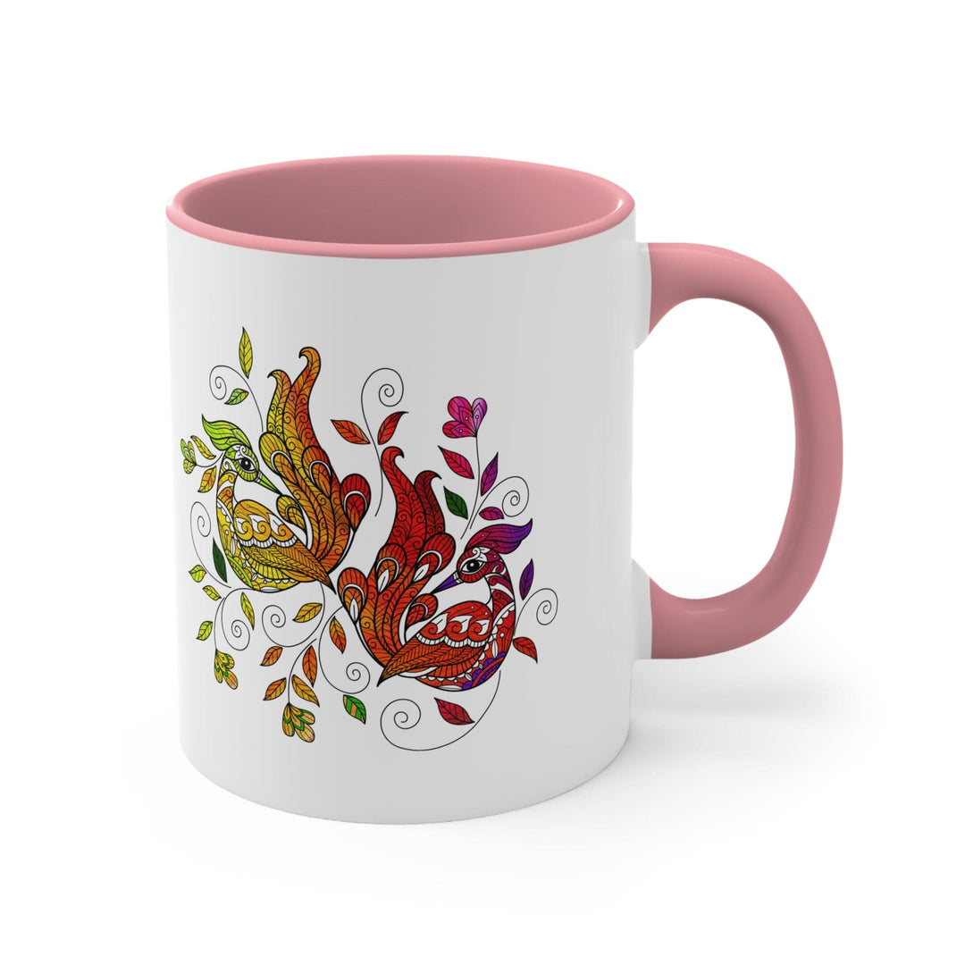 Accent Ceramic Mug 11oz i Shall Not Be Weary In Well Doing Wild Peacock Print