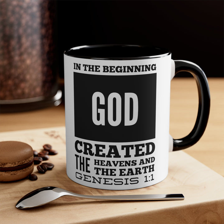 Accent Ceramic Mug 11oz in the Beginning Print - Decorative | Ceramic Mugs