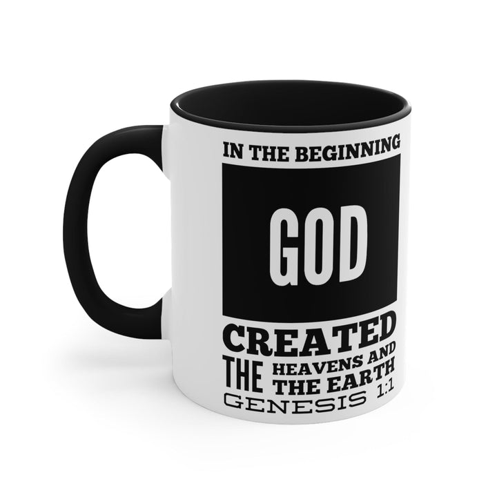 Accent Ceramic Mug 11oz in the Beginning Print - Decorative | Ceramic Mugs