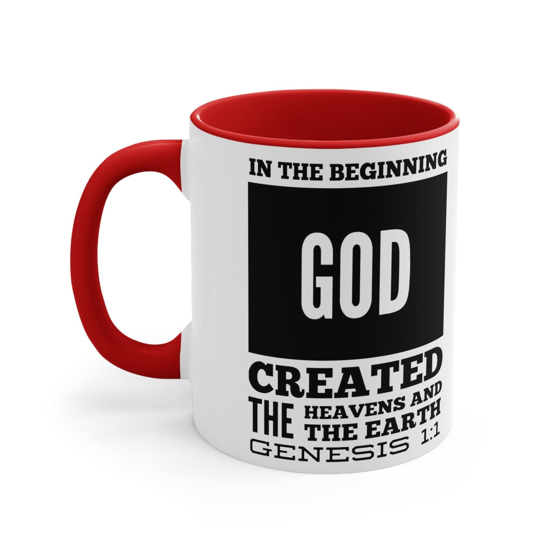 Accent Ceramic Mug 11oz in the Beginning Print - Decorative | Ceramic Mugs