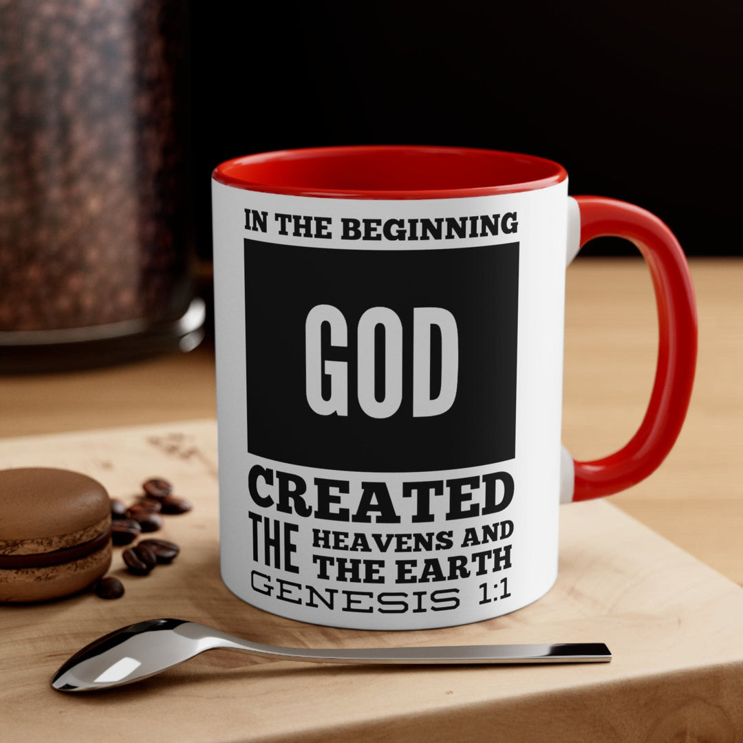 Accent Ceramic Mug 11oz in the Beginning Print - Decorative | Ceramic Mugs