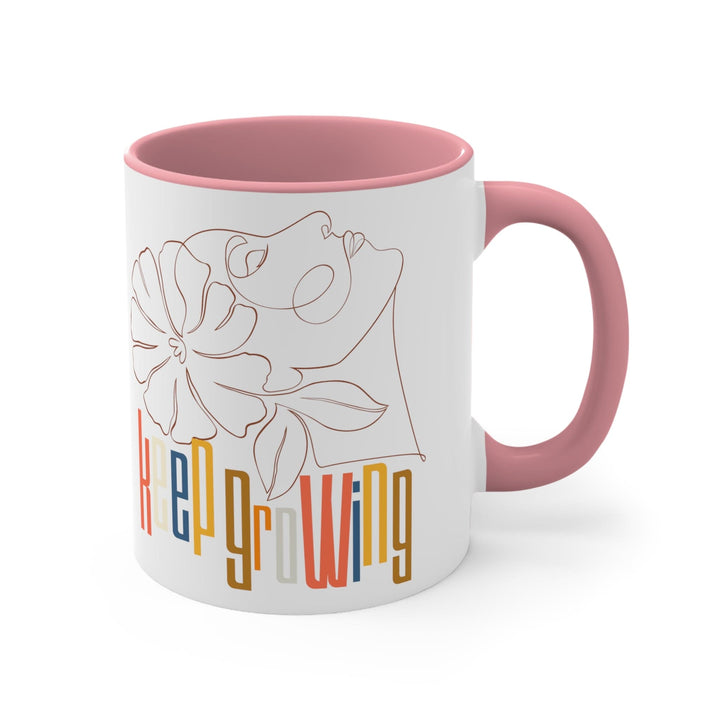 Accent Ceramic Mug 11oz - Say it Soul - Keep Growing in Pastel Colors Spring