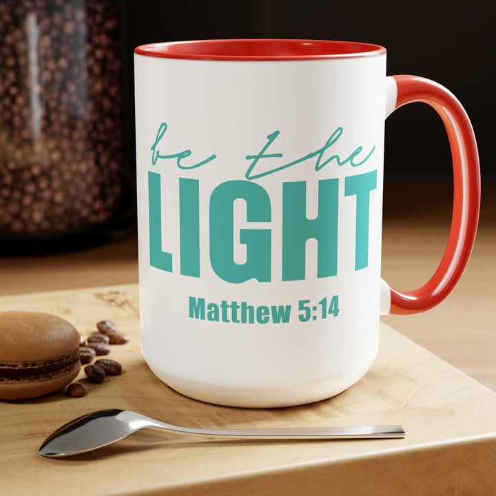 Accent Ceramic Mug 15oz be the Light Inspirational Art Illustration Green