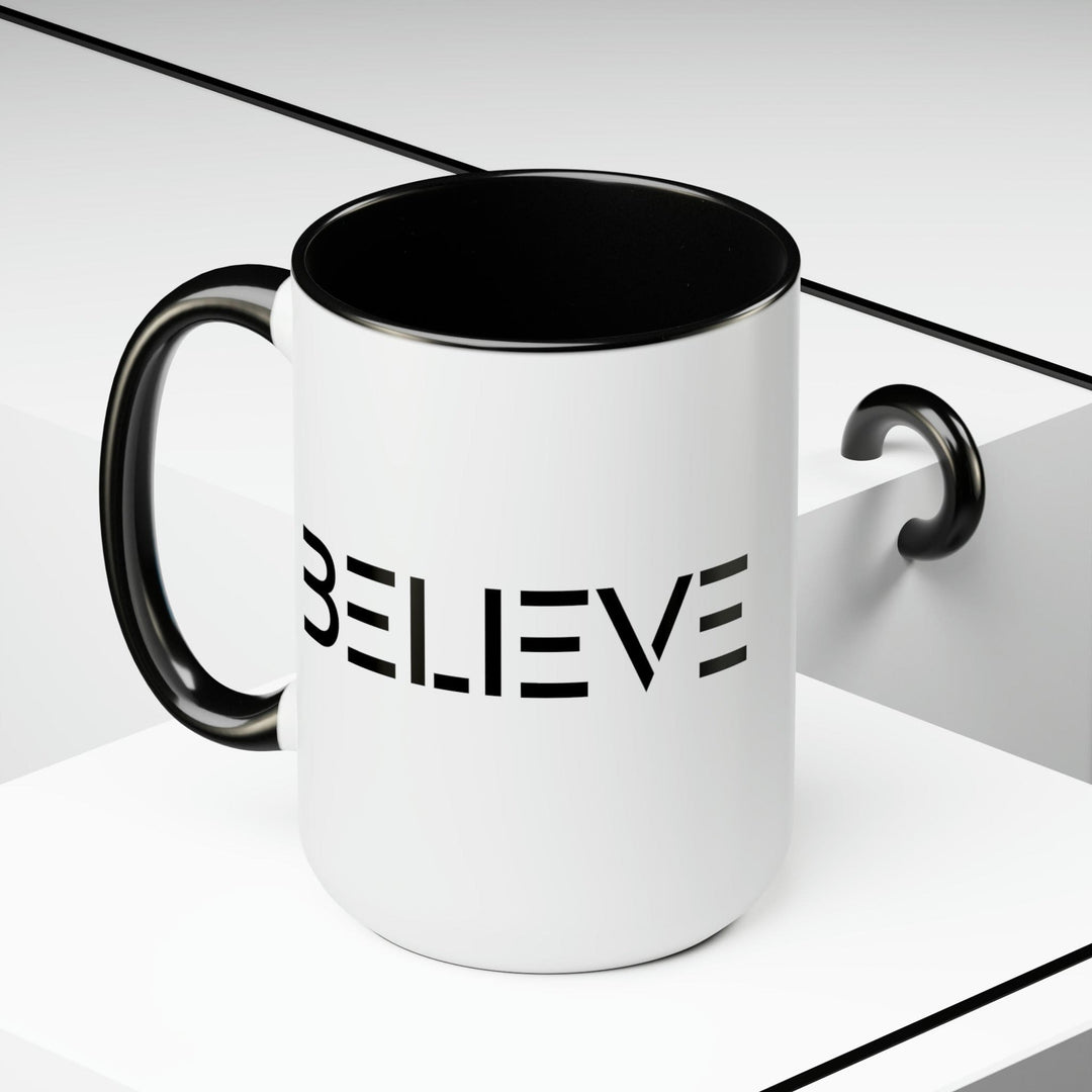 Accent Ceramic Mug 15oz Believe Black Print - Decorative | Ceramic Mugs | 15oz