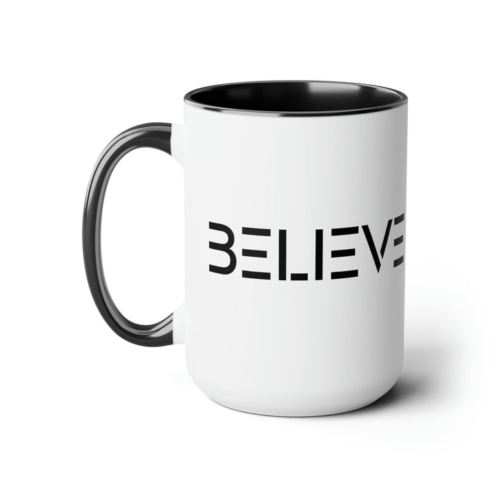 Accent Ceramic Mug 15oz Believe Black Print - Decorative | Ceramic Mugs | 15oz