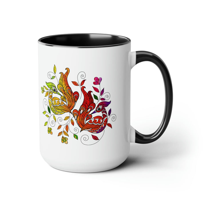 Accent Ceramic Mug 15oz i Shall not be Weary in Well Doing Wild Peacock Print