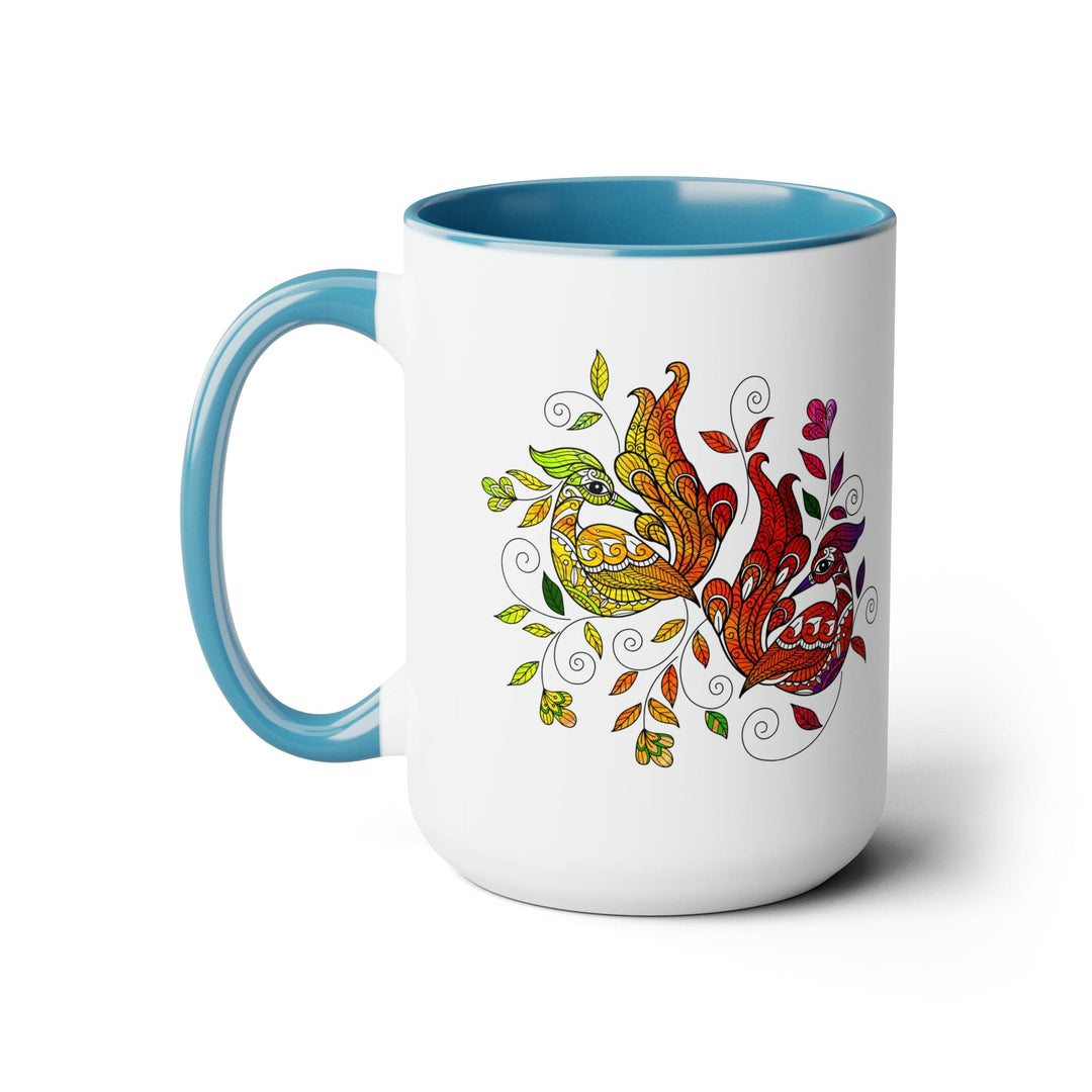 Accent Ceramic Mug 15oz i Shall not be Weary in Well Doing Wild Peacock Print