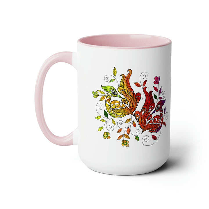 Accent Ceramic Mug 15oz i Shall not be Weary in Well Doing Wild Peacock Print