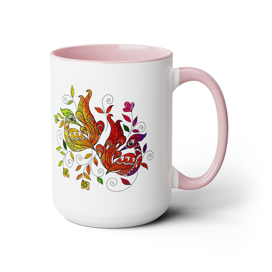 Accent Ceramic Mug 15oz i Shall not be Weary in Well Doing Wild Peacock Print