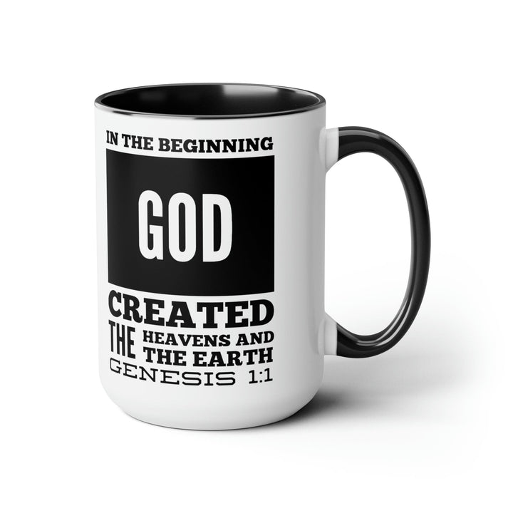 Accent Ceramic Mug 15oz in the Beginning Print - Decorative | Ceramic Mugs