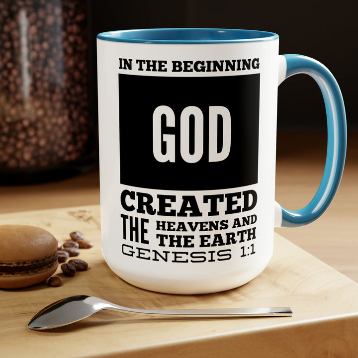 Accent Ceramic Mug 15oz in the Beginning Print - Decorative | Ceramic Mugs