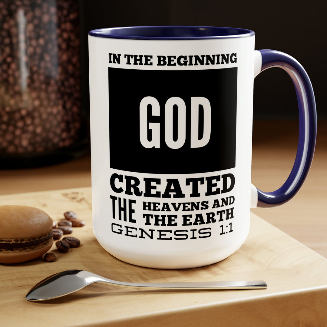 Accent Ceramic Mug 15oz in the Beginning Print - Decorative | Ceramic Mugs