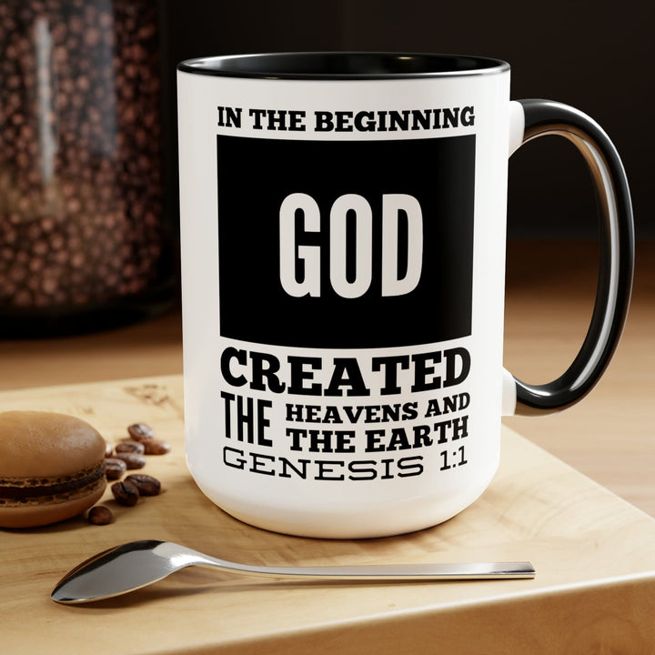 Accent Ceramic Mug 15oz in the Beginning Print - Decorative | Ceramic Mugs