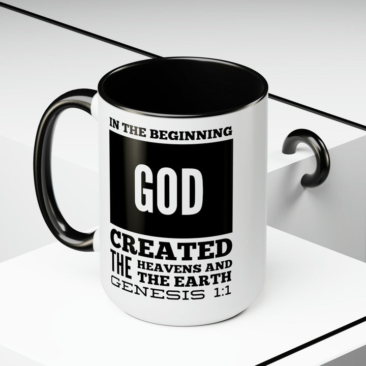 Accent Ceramic Mug 15oz in the Beginning Print - Decorative | Ceramic Mugs