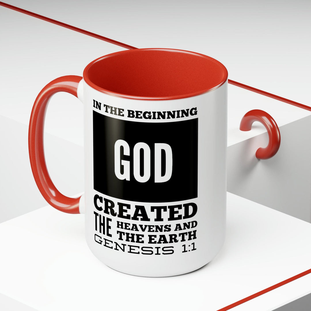 Accent Ceramic Mug 15oz in the Beginning Print - Decorative | Ceramic Mugs