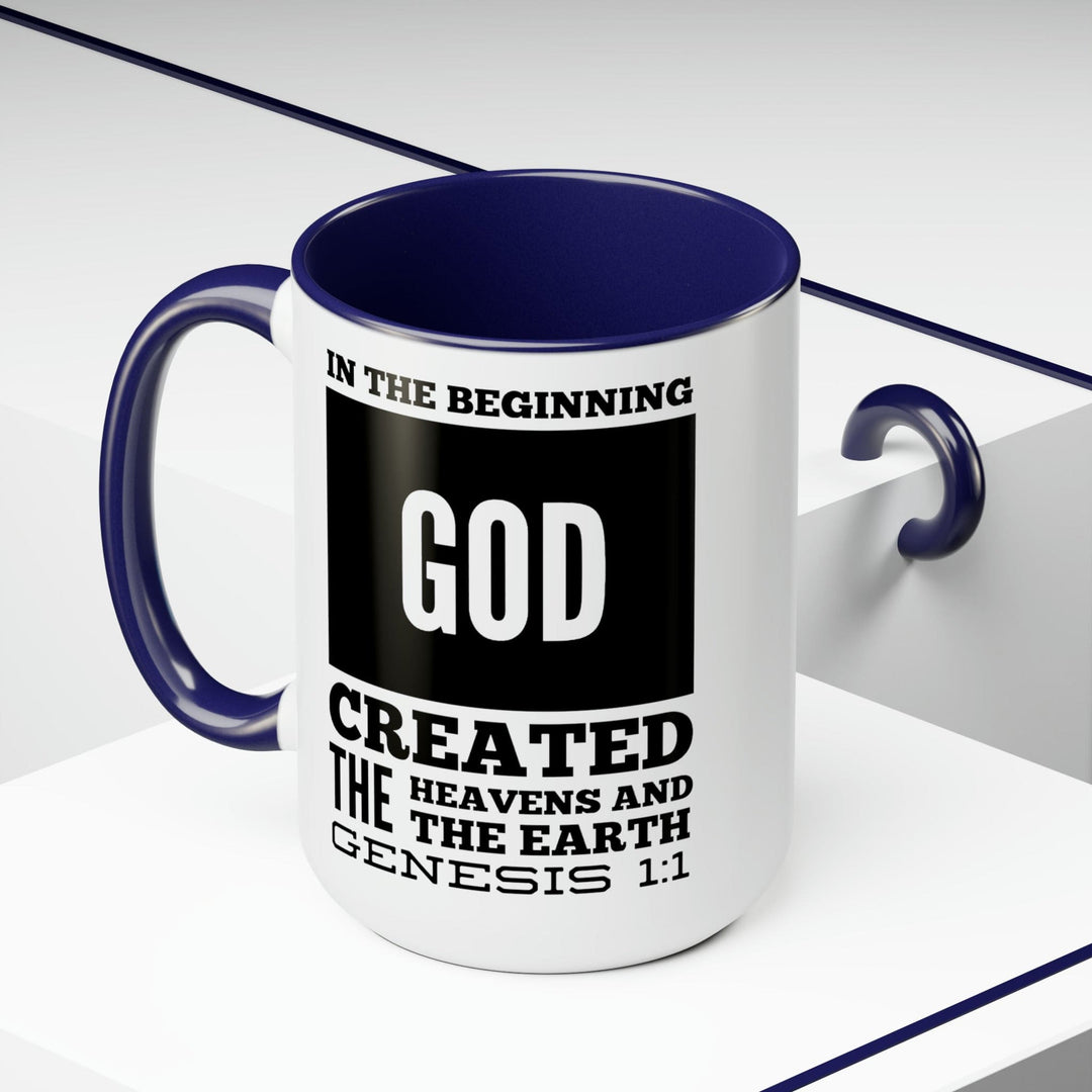 Accent Ceramic Mug 15oz in the Beginning Print - Decorative | Ceramic Mugs