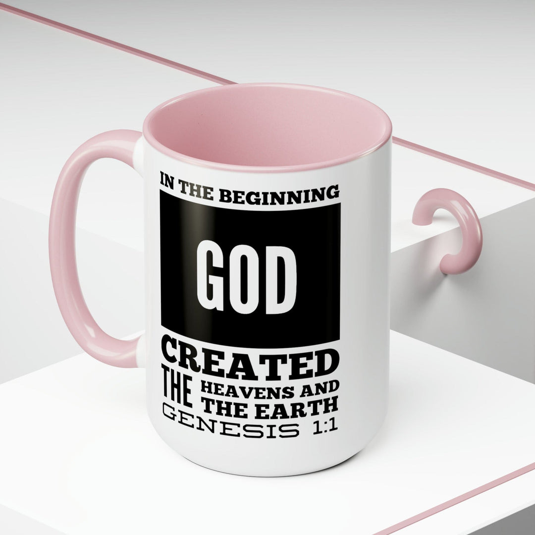 Accent Ceramic Mug 15oz in the Beginning Print - Decorative | Ceramic Mugs