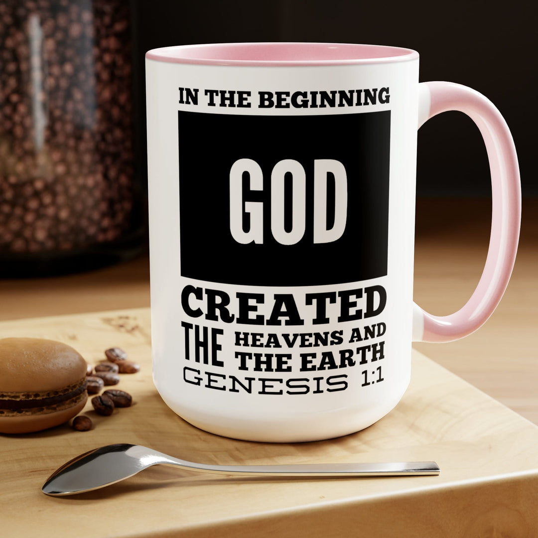 Accent Ceramic Mug 15oz in the Beginning Print - Decorative | Ceramic Mugs