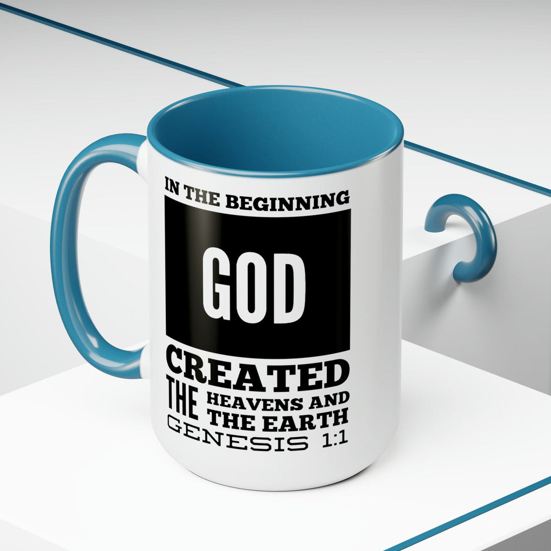 Accent Ceramic Mug 15oz in the Beginning Print - Decorative | Ceramic Mugs