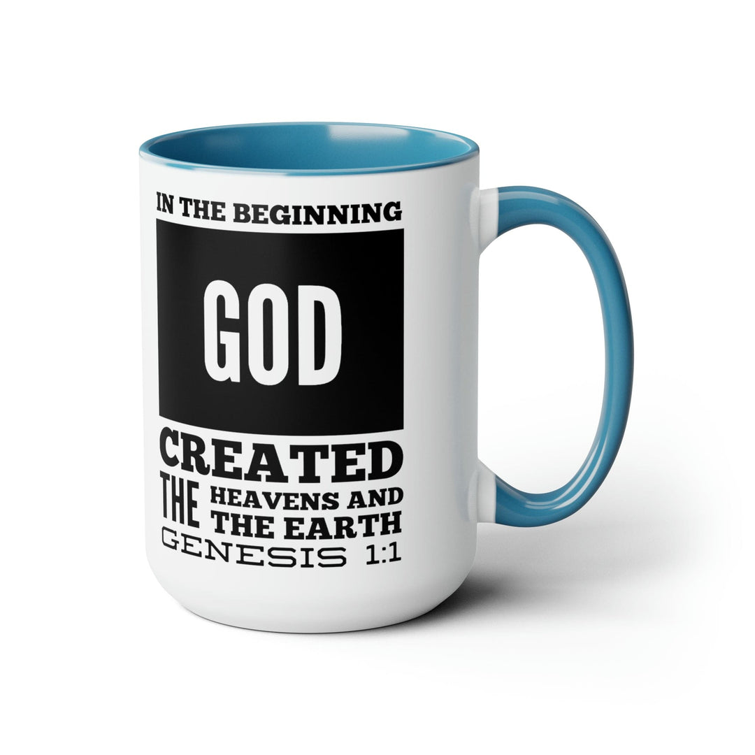 Accent Ceramic Mug 15oz in the Beginning Print - Decorative | Ceramic Mugs