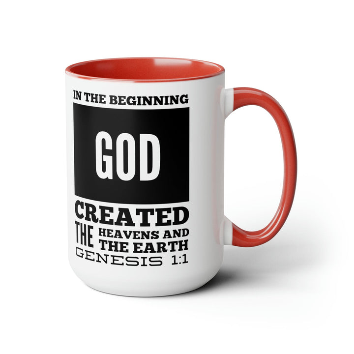 Accent Ceramic Mug 15oz in the Beginning Print - Decorative | Ceramic Mugs