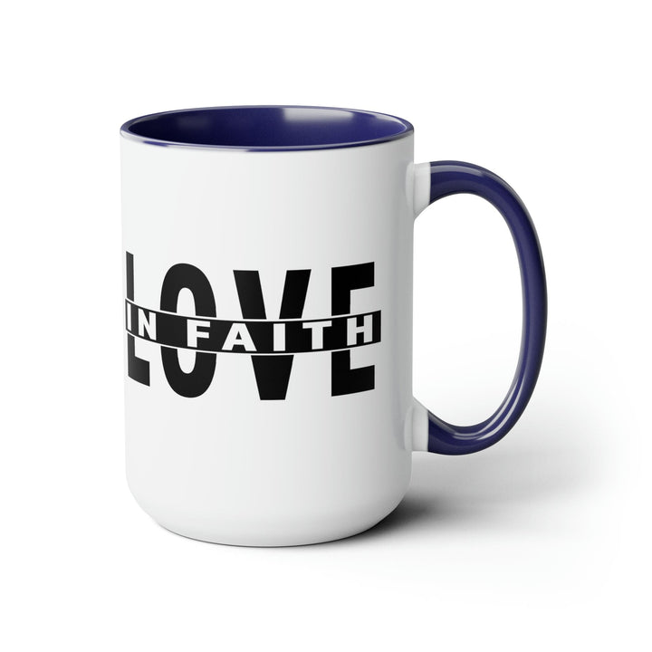 Accent Ceramic Mug 15oz Love in Faith Black Illustration - Decorative | Ceramic