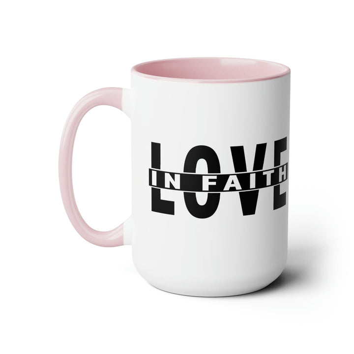 Accent Ceramic Mug 15oz Love in Faith Black Illustration - Decorative | Ceramic