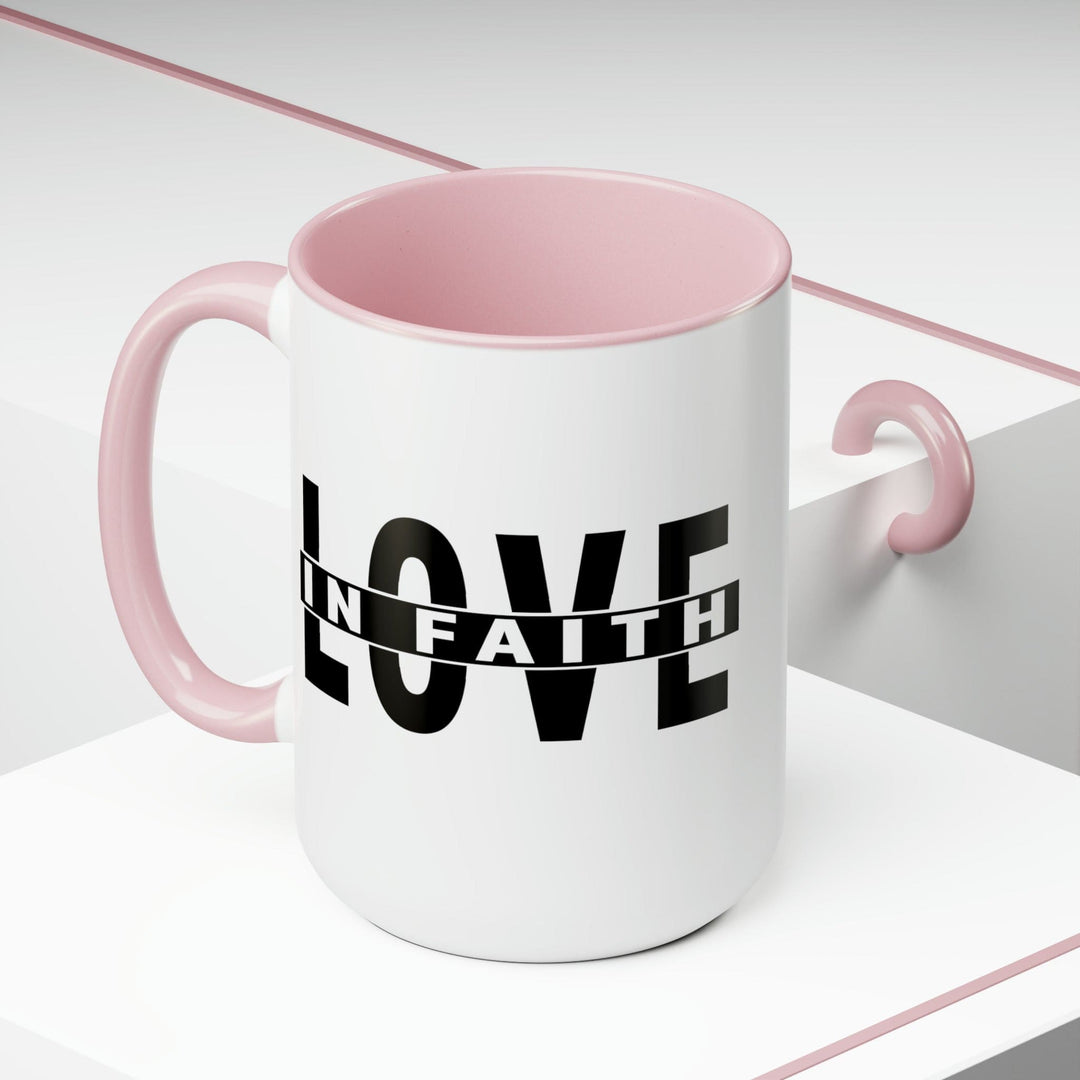 Accent Ceramic Mug 15oz Love in Faith Black Illustration - Decorative | Ceramic