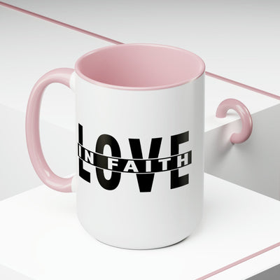 Accent Ceramic Mug 15oz Love In Faith Black Illustration - Decorative | Mugs