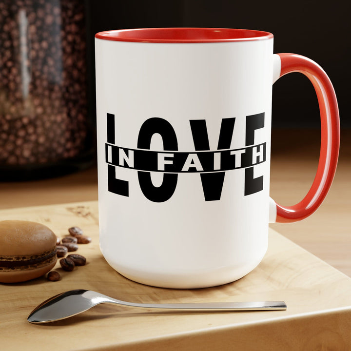 Accent Ceramic Mug 15oz Love in Faith Black Illustration - Decorative | Ceramic