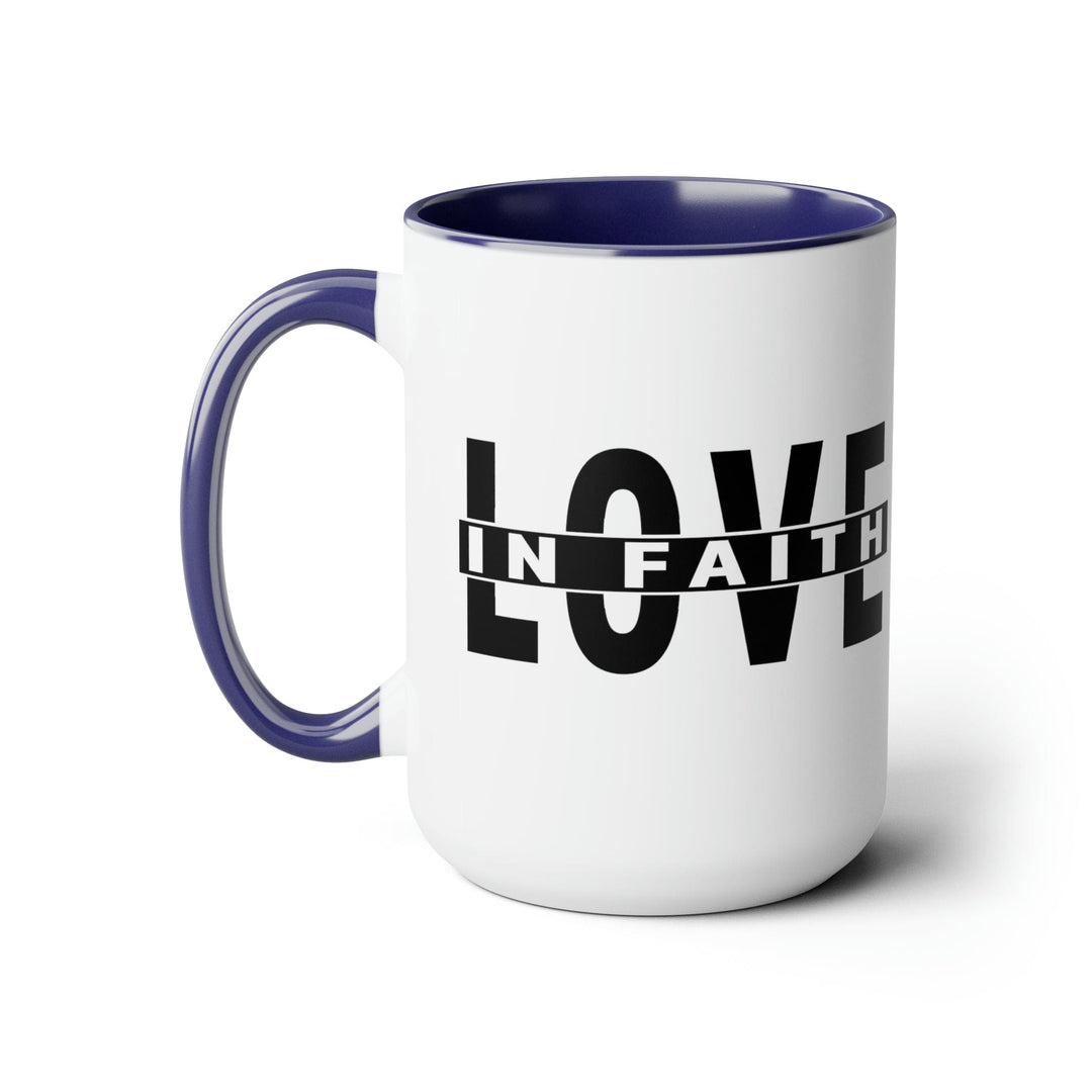 Accent Ceramic Mug 15oz Love in Faith Black Illustration - Decorative | Ceramic