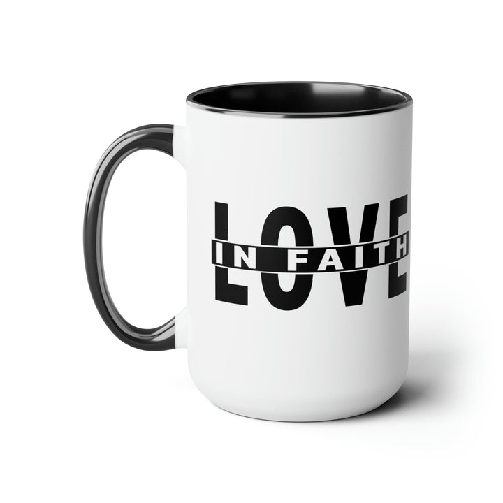 Accent Ceramic Mug 15oz Love in Faith Black Illustration - Decorative | Ceramic