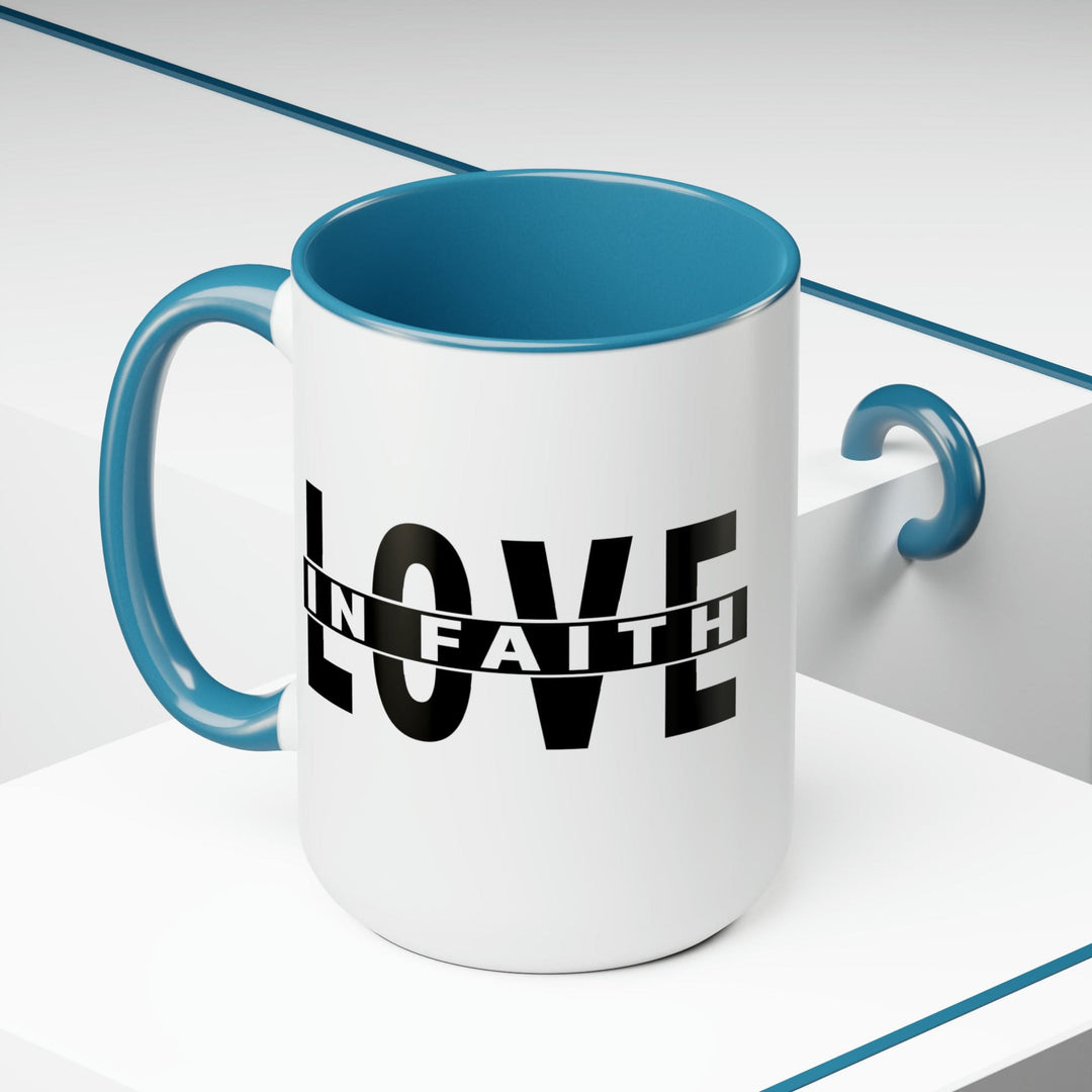 Accent Ceramic Mug 15oz Love in Faith Black Illustration - Decorative | Ceramic