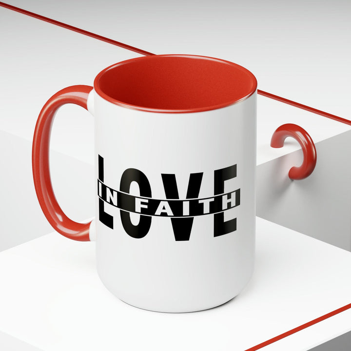 Accent Ceramic Mug 15oz Love in Faith Black Illustration - Decorative | Ceramic