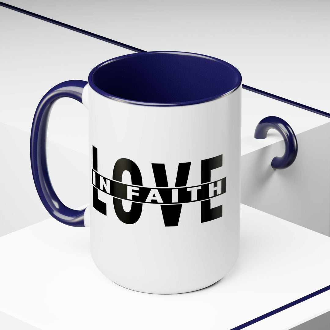 Accent Ceramic Mug 15oz Love in Faith Black Illustration - Decorative | Ceramic