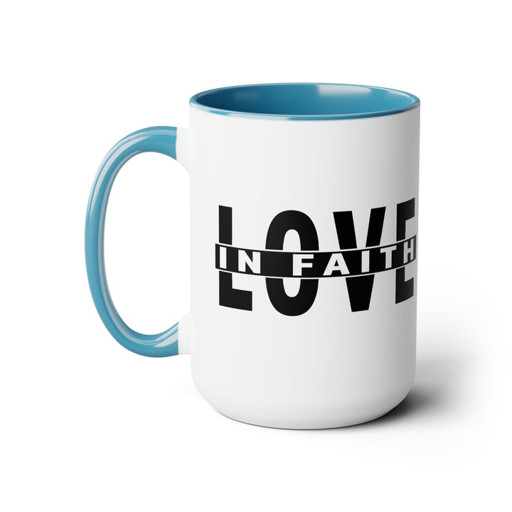 Accent Ceramic Mug 15oz Love in Faith Black Illustration - Decorative | Ceramic