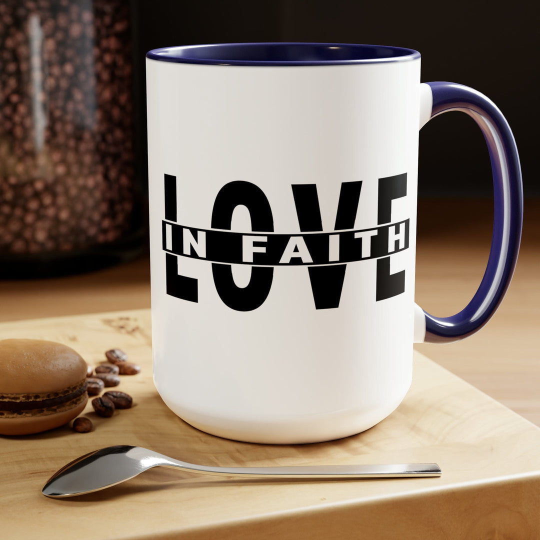 Accent Ceramic Mug 15oz Love in Faith Black Illustration - Decorative | Ceramic