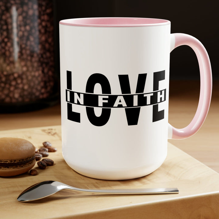 Accent Ceramic Mug 15oz Love in Faith Black Illustration - Decorative | Ceramic