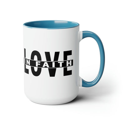 Accent Ceramic Mug 15oz Love In Faith Black Illustration - Decorative | Mugs
