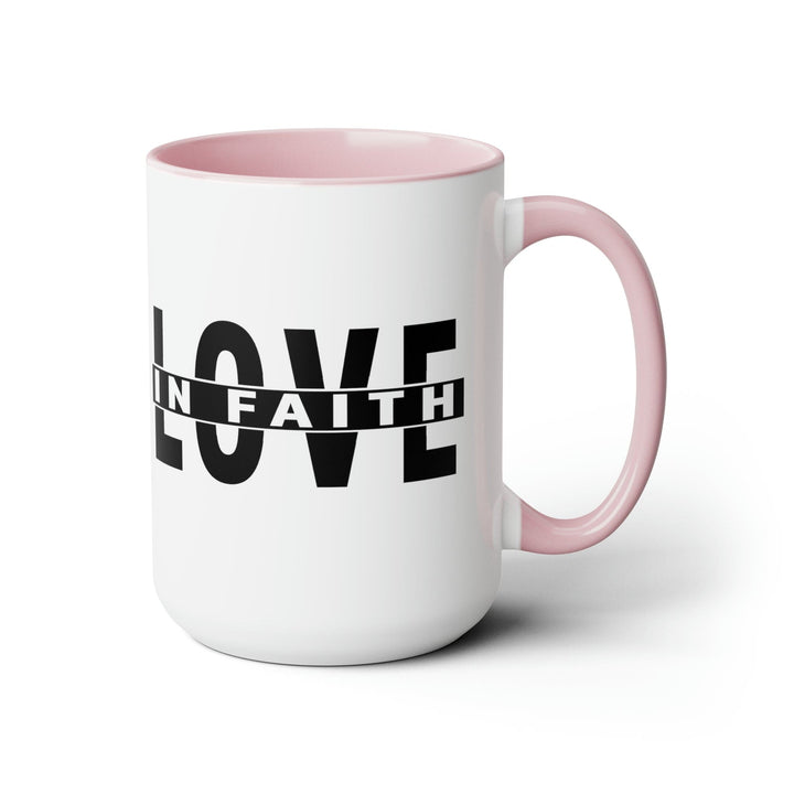 Accent Ceramic Mug 15oz Love in Faith Black Illustration - Decorative | Ceramic