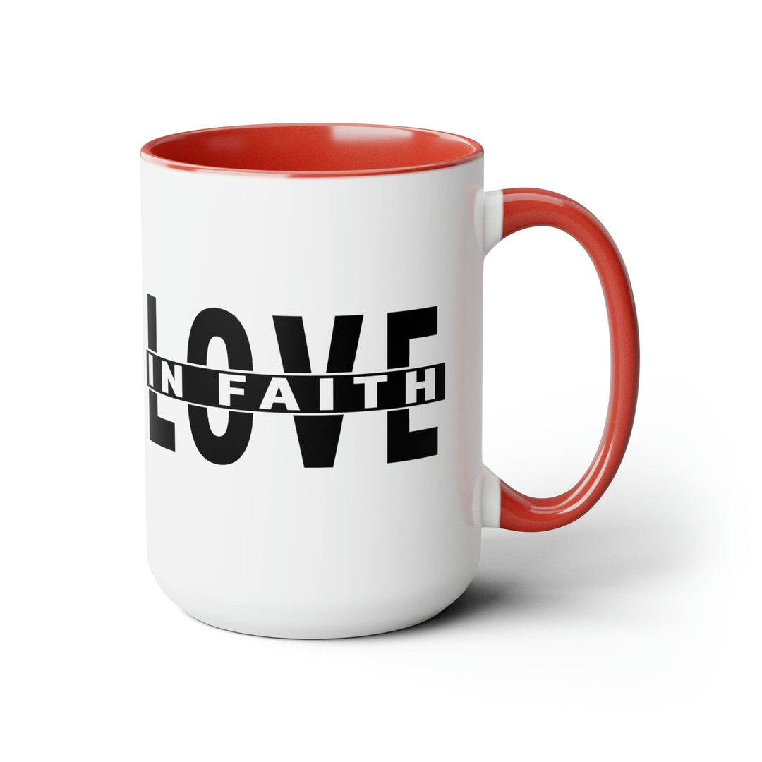 Accent Ceramic Mug 15oz Love in Faith Black Illustration - Decorative | Ceramic