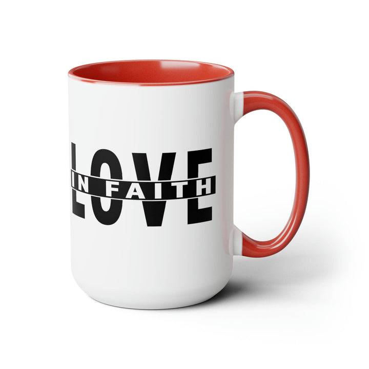 Accent Ceramic Mug 15oz Love in Faith Black Illustration - Decorative | Ceramic