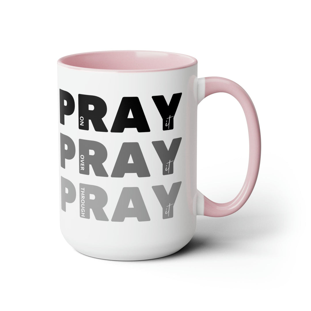 Accent Ceramic Mug 15oz Pray on it Over it Through it Black Illustration