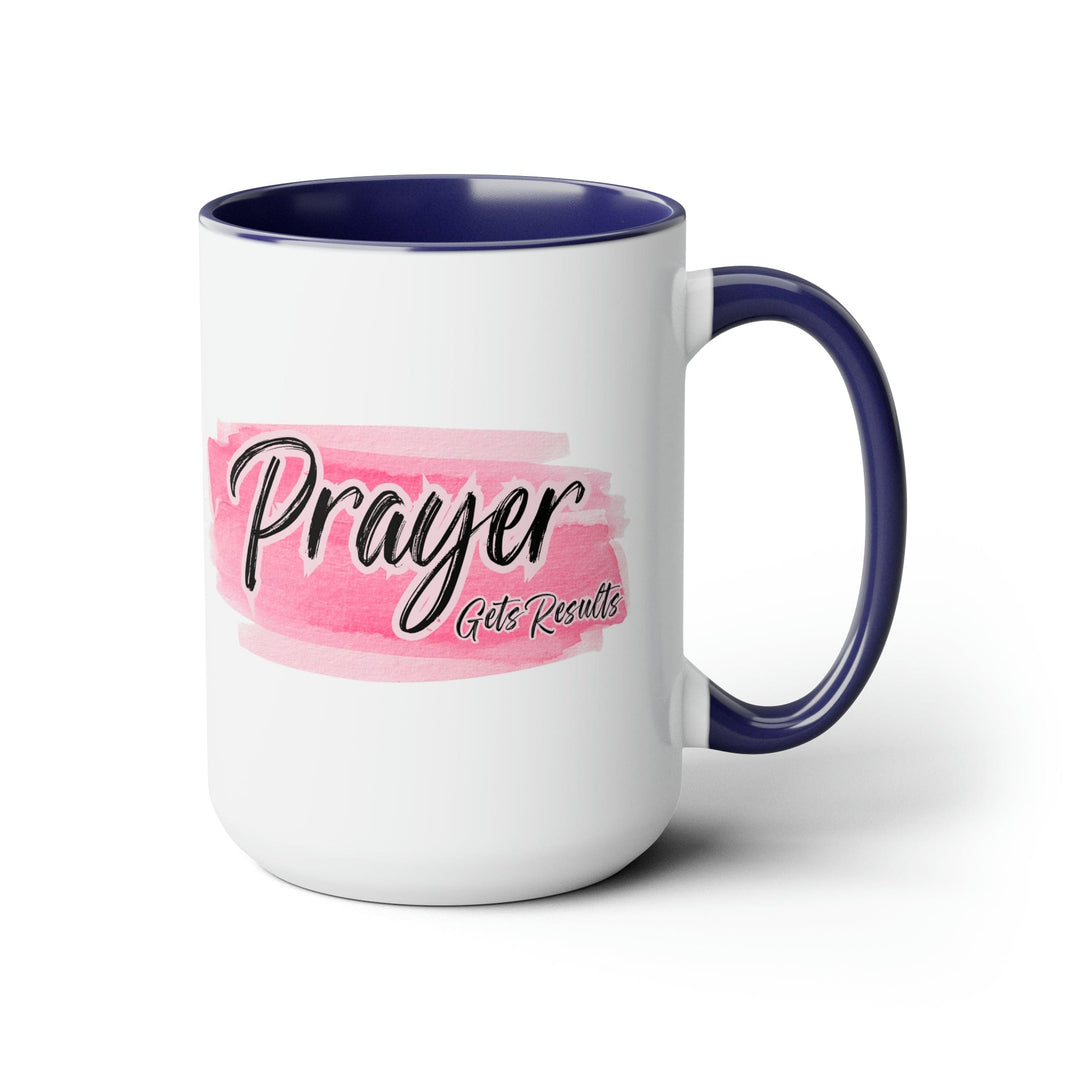 Accent Ceramic Mug 15oz Prayer Gets Results Pink and Black Illustration