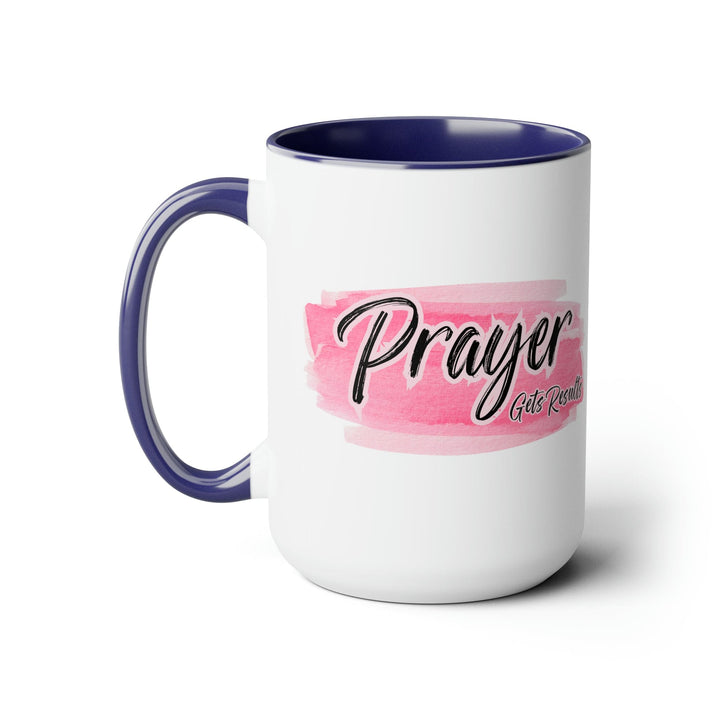 Accent Ceramic Mug 15oz Prayer Gets Results Pink and Black Illustration